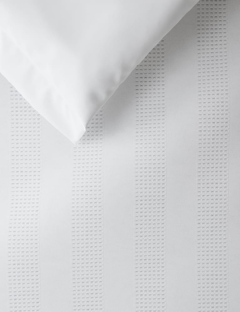 Pure Cotton Striped Waffle Bedding Set M&S Collection M&S