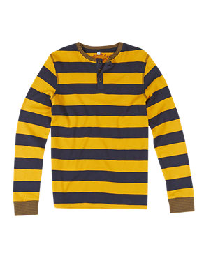 Pure Cotton Striped Waffle T-Shirt (5-14 Years) Image 2 of 3