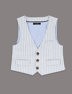 Pure Cotton Striped Waistcoat with Supercrease™ (1-7 Years) Image 2 of 3