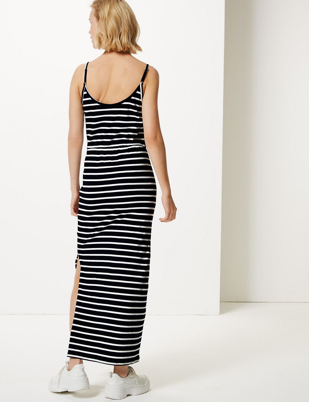 Pure Cotton Striped Waisted Maxi Dress 4 of 4