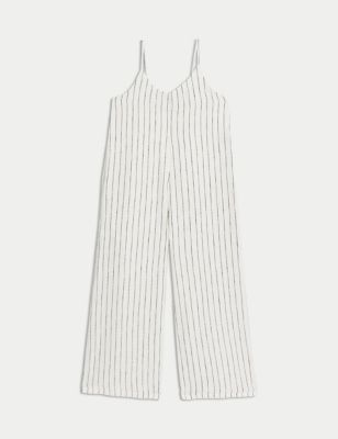 Pure Cotton Striped Wide Leg Jumpsuit (6-16 Yrs) Image 2 of 5