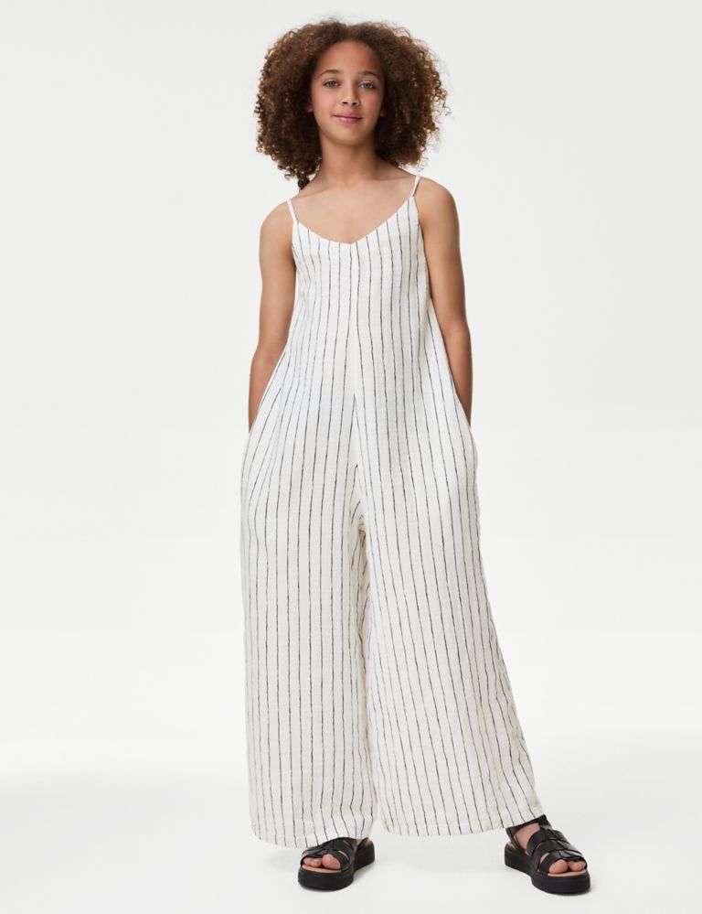 Pure Cotton Striped Wide Leg Jumpsuit (6-16 Yrs) 3 of 5