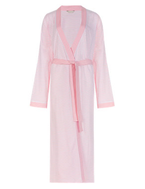 Pure Cotton Striped Wrap Dressing Gown with Cool Comfort™ Technology Image 2 of 6