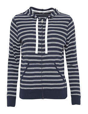 Pure Cotton Striped Zip Through Tracksuit Sweat Top Image 2 of 5