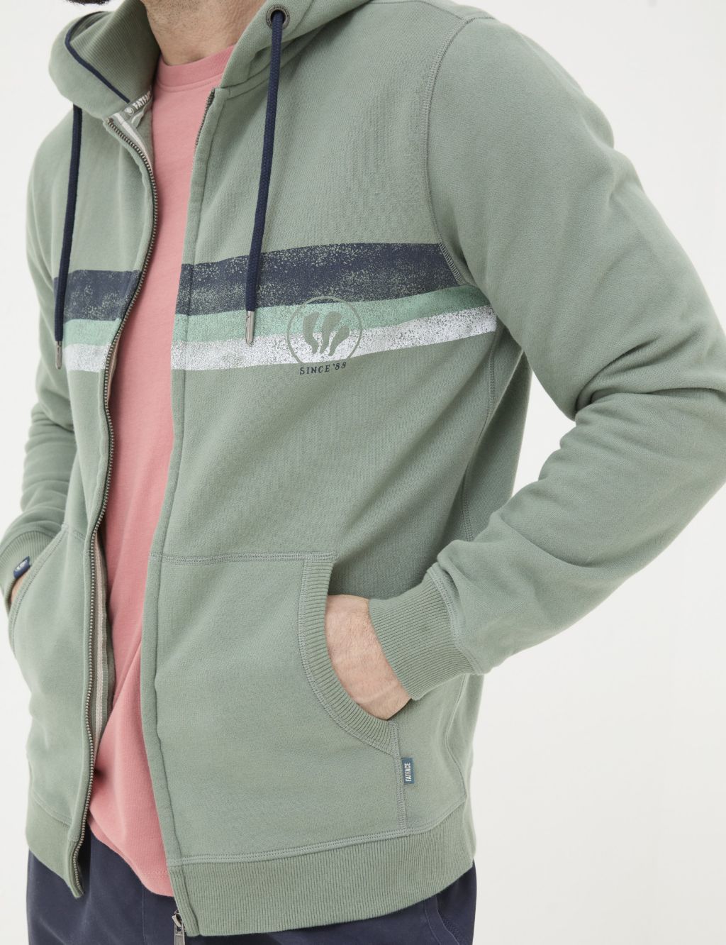 Pure Cotton Striped Zip Up Hoodie 4 of 5