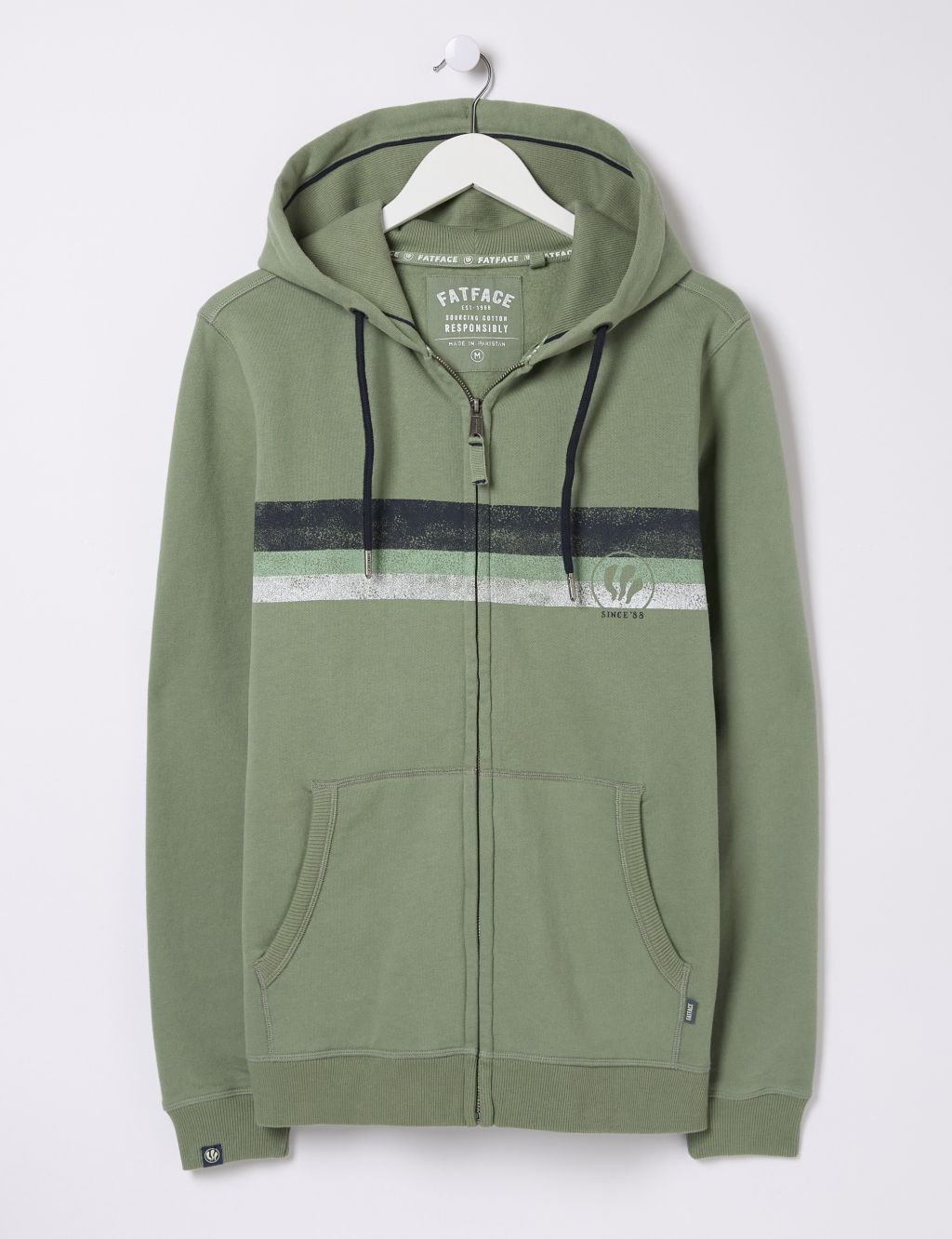 Pure Cotton Striped Zip Up Hoodie 1 of 5