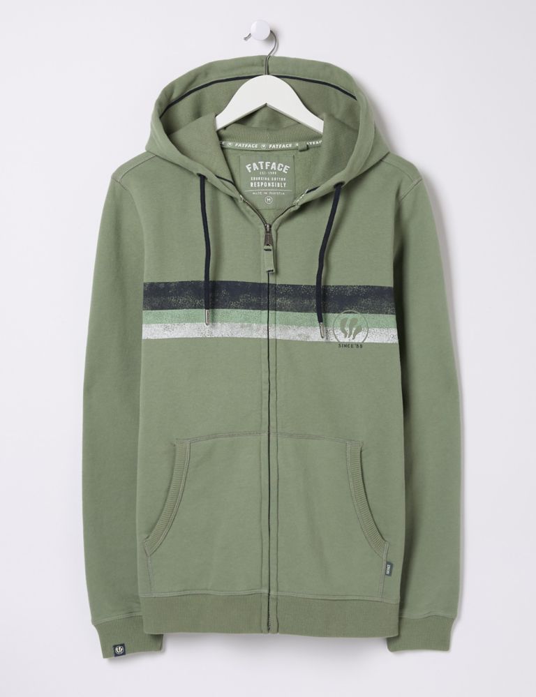 Pure Cotton Striped Zip Up Hoodie 2 of 5