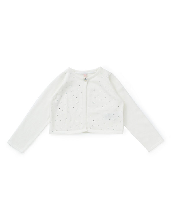 Pure Cotton Stud Embellished Cardigan with StayNEW™ (1-7 Years) Image 1 of 2