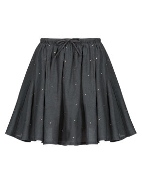 Pure Cotton Stud Embellished Mini Skirt (1-7 Years) Image 2 of 3