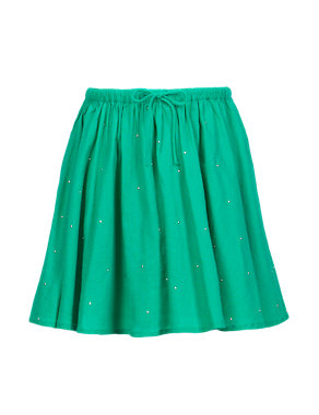 Pure Cotton Stud Embellished Mini Skirt Image 2 of 3