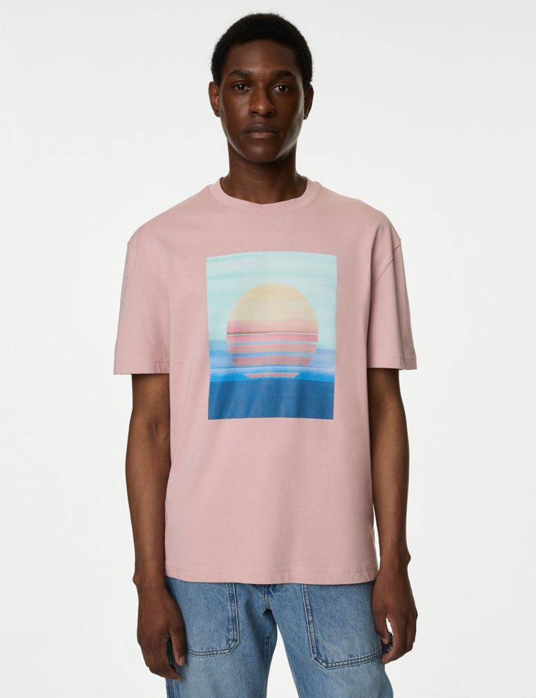 Pure Cotton Sunset Graphic T-Shirt 3 of 5