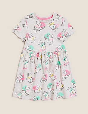Pure Cotton Super Bunny Print Dress (2-7 Yrs) Image 2 of 4