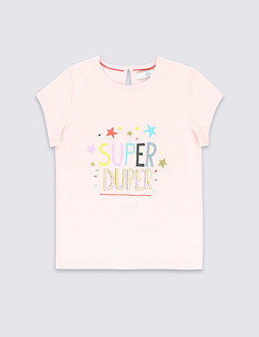 Pure Cotton Super Duper Slogan T-Shirt (1-7 Years) Image 2 of 3