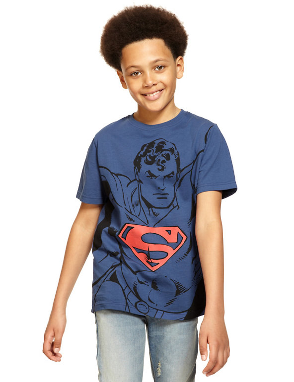 M&S Superman Motif Black T-shirt top Ages 10 12  BRAND NEW LAST FEW SALE 