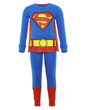 Pure Cotton Superman™ Pyjamas with Cape Image 2 of 5