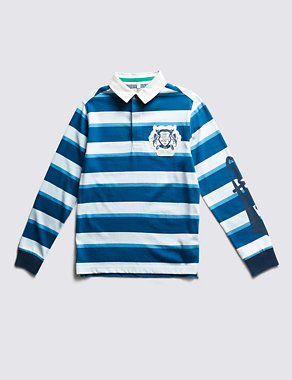 Pure Cotton Superman™ Striped Rugby Top (5-14 Years) Image 2 of 6