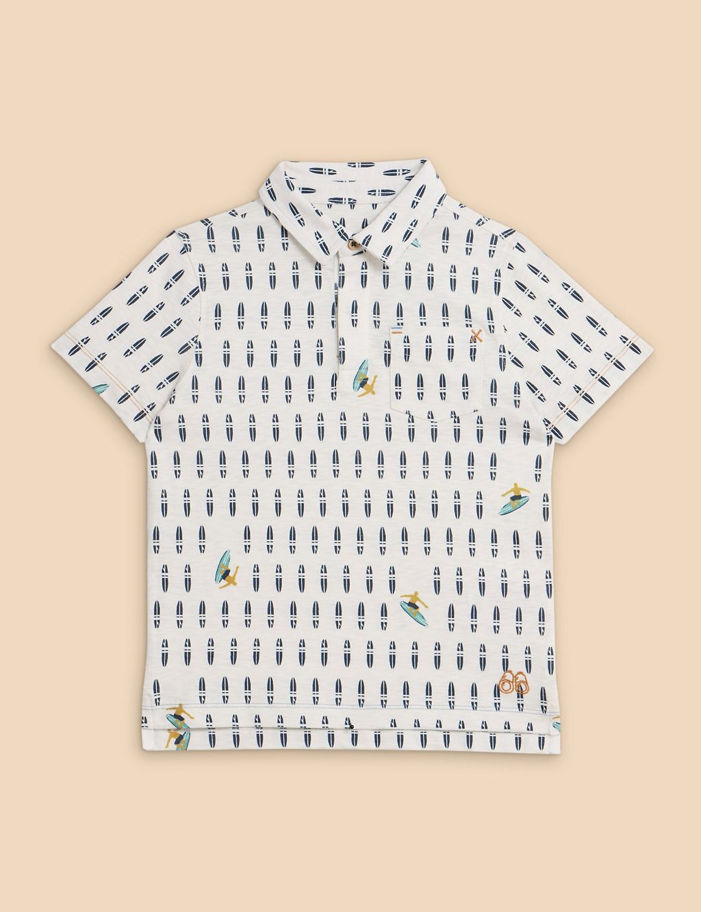 Pure Cotton Surf Print Polo Shirt (3-10 Yrs) 1 of 2