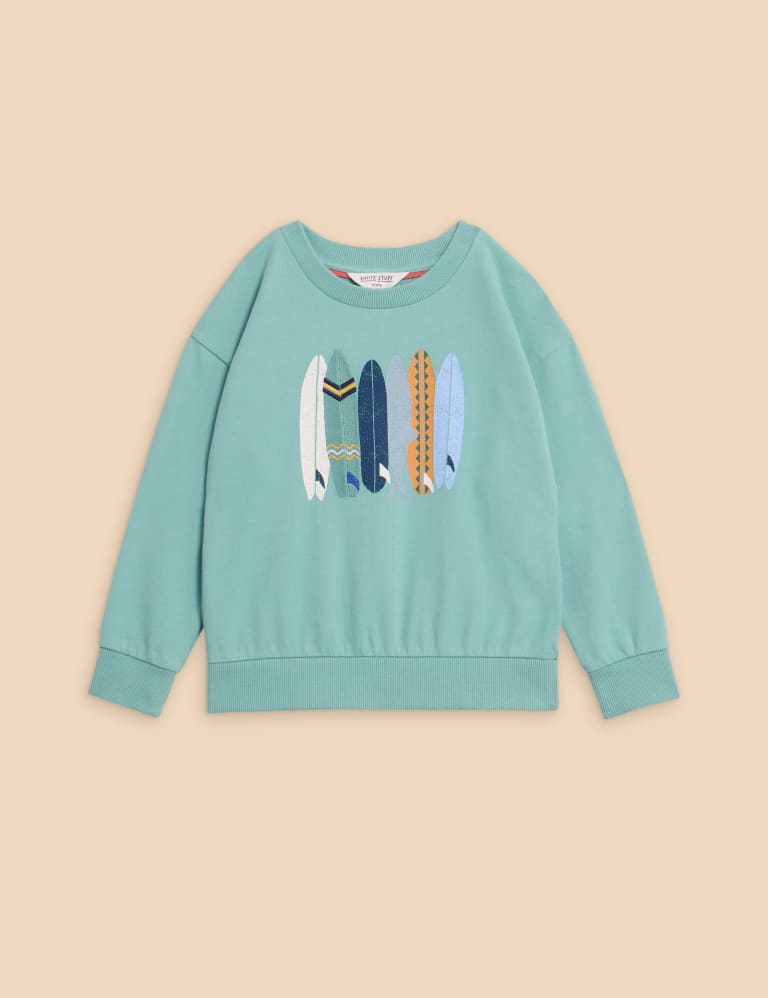 Pure Cotton Surfboard Graphic Sweatshirt (3-10 Years) 1 of 2