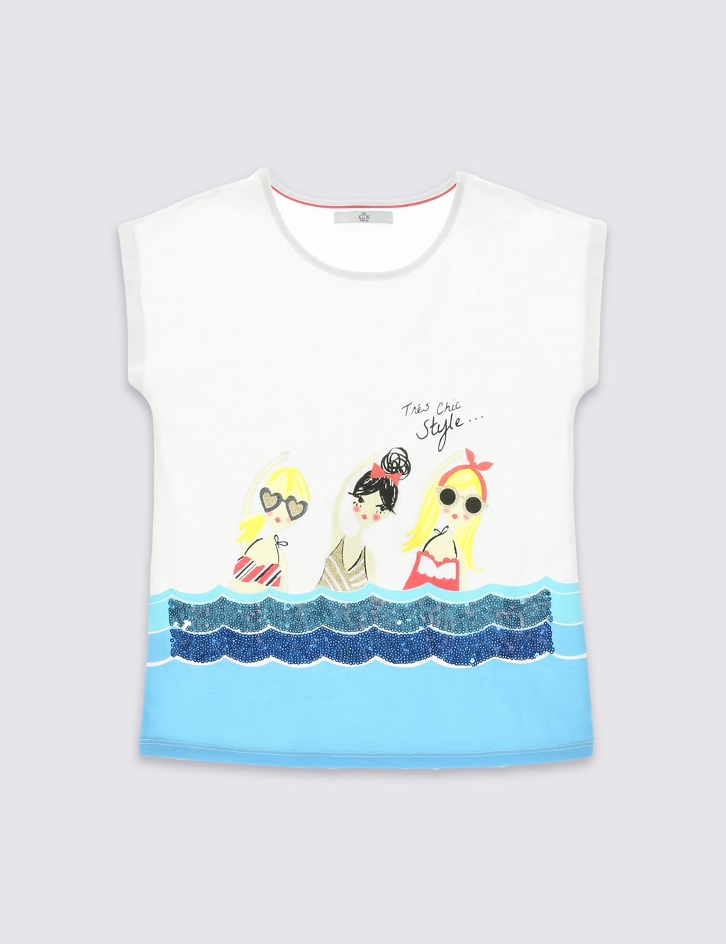 Pure Cotton Swimming Girls Print T-Shirt (5-14 Years) 1 of 3