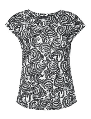 Pure Cotton Swirl Print Slouch T-Shirt Image 2 of 4