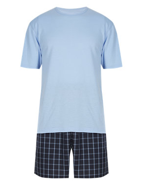 Pure Cotton T-Shirt & Checked Shorts Set Image 2 of 4