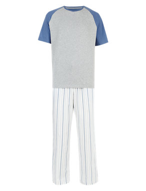 Pure Cotton T-Shirt & Striped Trousers Set Image 2 of 4