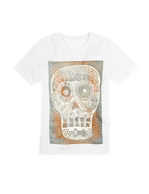 Pure Cotton Table Skull Print T-Shirt (5-14 Years) Image 2 of 3