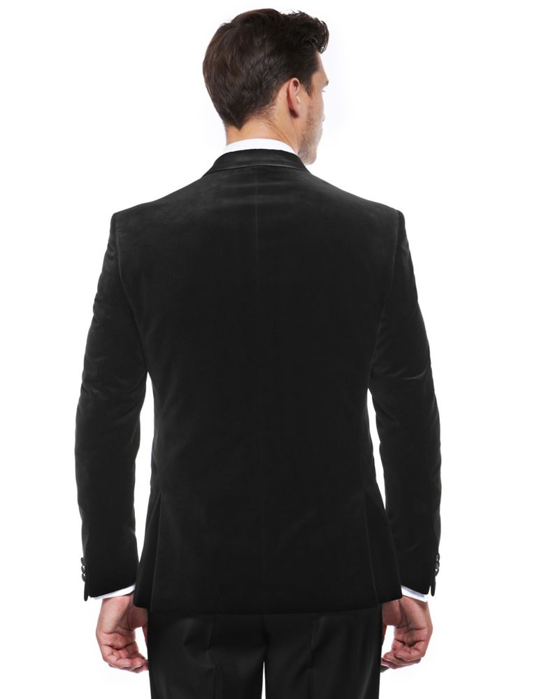 Pure Cotton Tailored Fit 2 Button Velvet Jacket 3 of 7