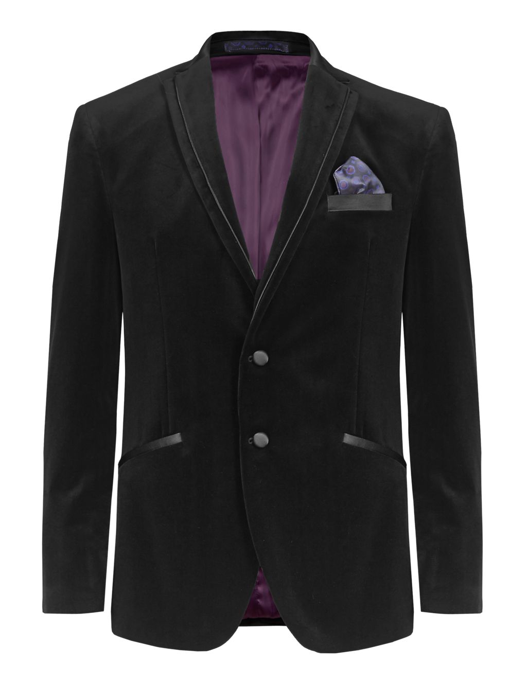 Pure Cotton Tailored Fit 2 Button Velvet Jacket 1 of 7
