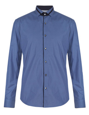 Pure Cotton Tailored Fit Abstract Print Shirt Image 2 of 4