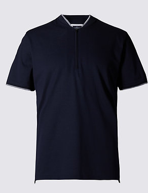 Pure Cotton Tailored Fit Baseball Polo Shirt Image 2 of 3