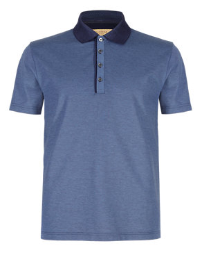 Pure Cotton Tailored Fit Birdseye Polo Shirt Image 2 of 3