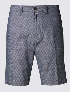 Pure Cotton Tailored Fit Chambray Shorts Image 2 of 3