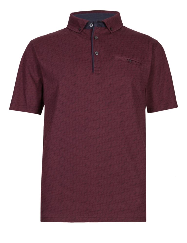 Pure Cotton Tailored Fit Checked Polo Shirt 2 of 4