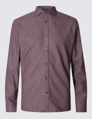 Pure Cotton Tailored Fit Checked Shirt Image 2 of 4