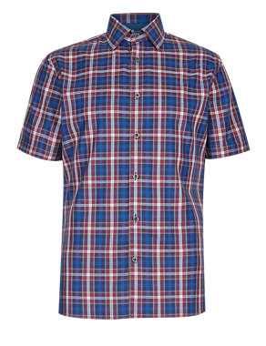 Pure Cotton Tailored Fit Classic Checked Shirt Image 2 of 3