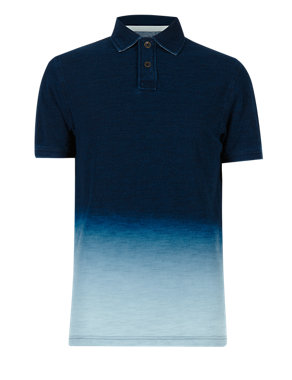 Pure Cotton Tailored Fit Dip Dye Polo Shirt Image 2 of 4