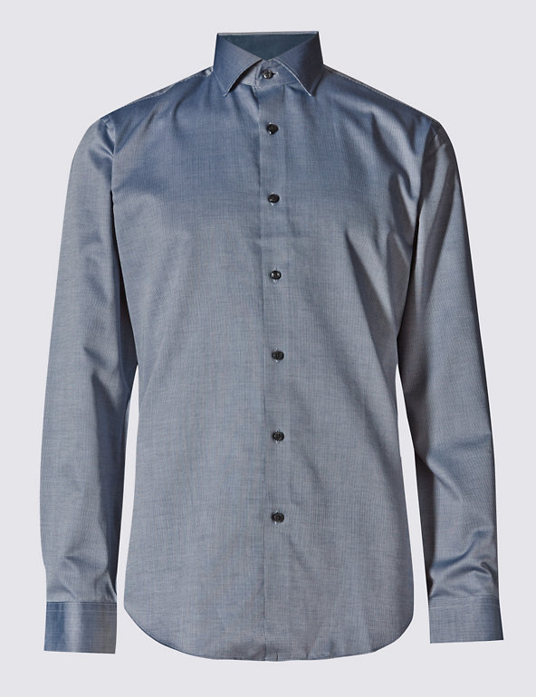 Pure Cotton Tailored Fit Dobby Shirt Image 1 of 2