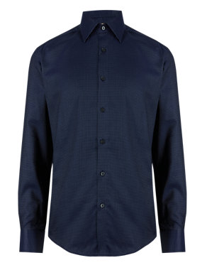 Pure Cotton Tailored Fit Dobby Shirt Image 2 of 4