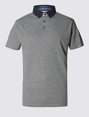 Pure Cotton Tailored Fit Dotted Polo Shirt Image 2 of 4