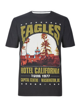 Pure Cotton Tailored Fit Eagles T-Shirt Image 2 of 3