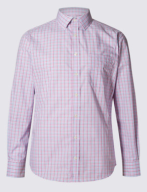 Pure Cotton Tailored Fit Easy to Iron Checked Shirt Image 2 of 5