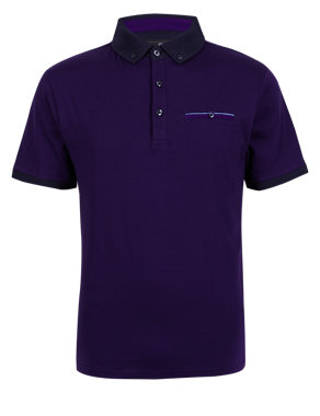 Pure Cotton Tailored Fit Feeder Striped Polo Shirt Image 2 of 4