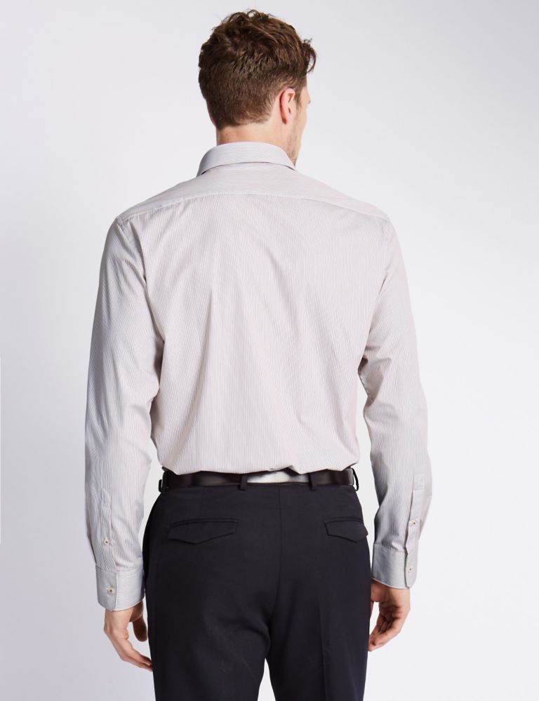 Pure Cotton Tailored Fit Fine Striped Shirt 3 of 5