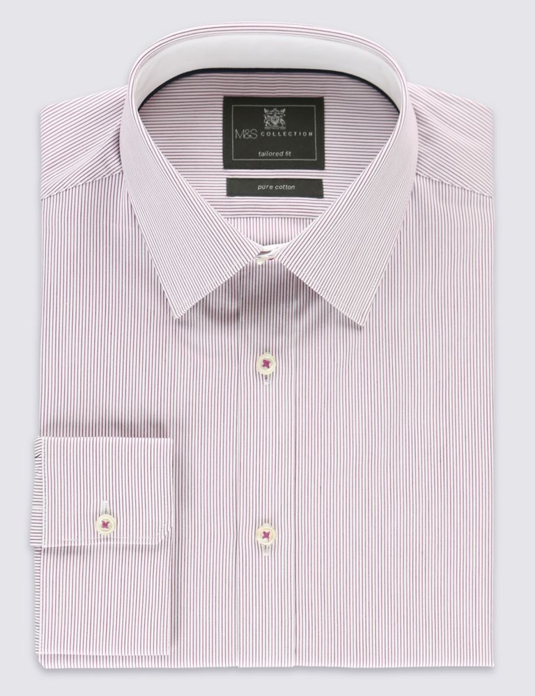 Pure Cotton Tailored Fit Fine Striped Shirt 2 of 5