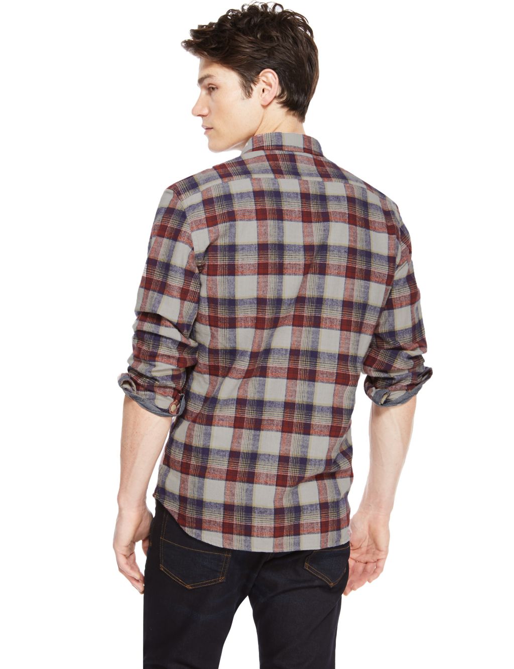 Pure Cotton Tailored Fit Flannel Checked Shirt 2 of 3