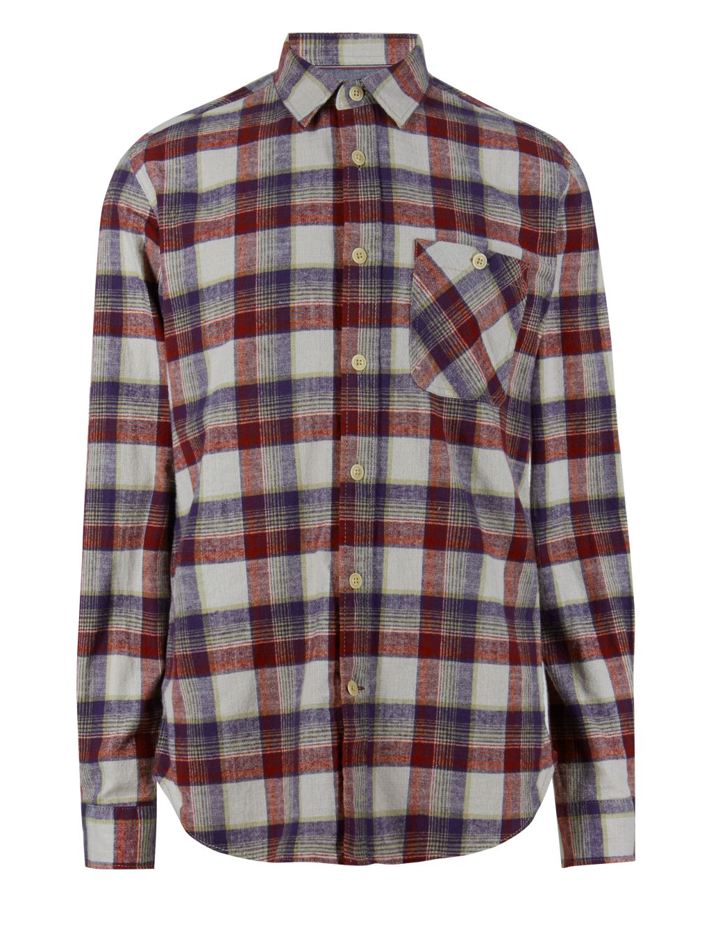 Pure Cotton Tailored Fit Flannel Checked Shirt 1 of 3