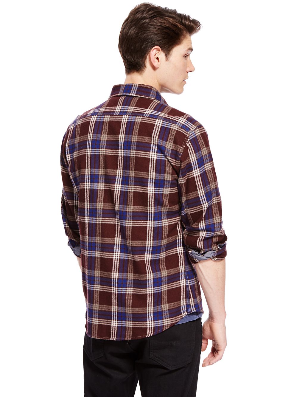 Pure Cotton Tailored Fit Flannel Checked Shirt 2 of 5