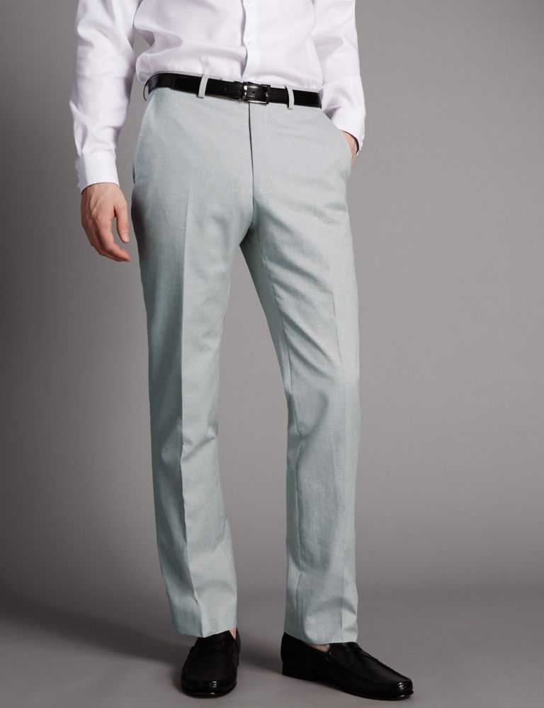 Pure Cotton Tailored Fit Flat Front Trousers 1 of 4