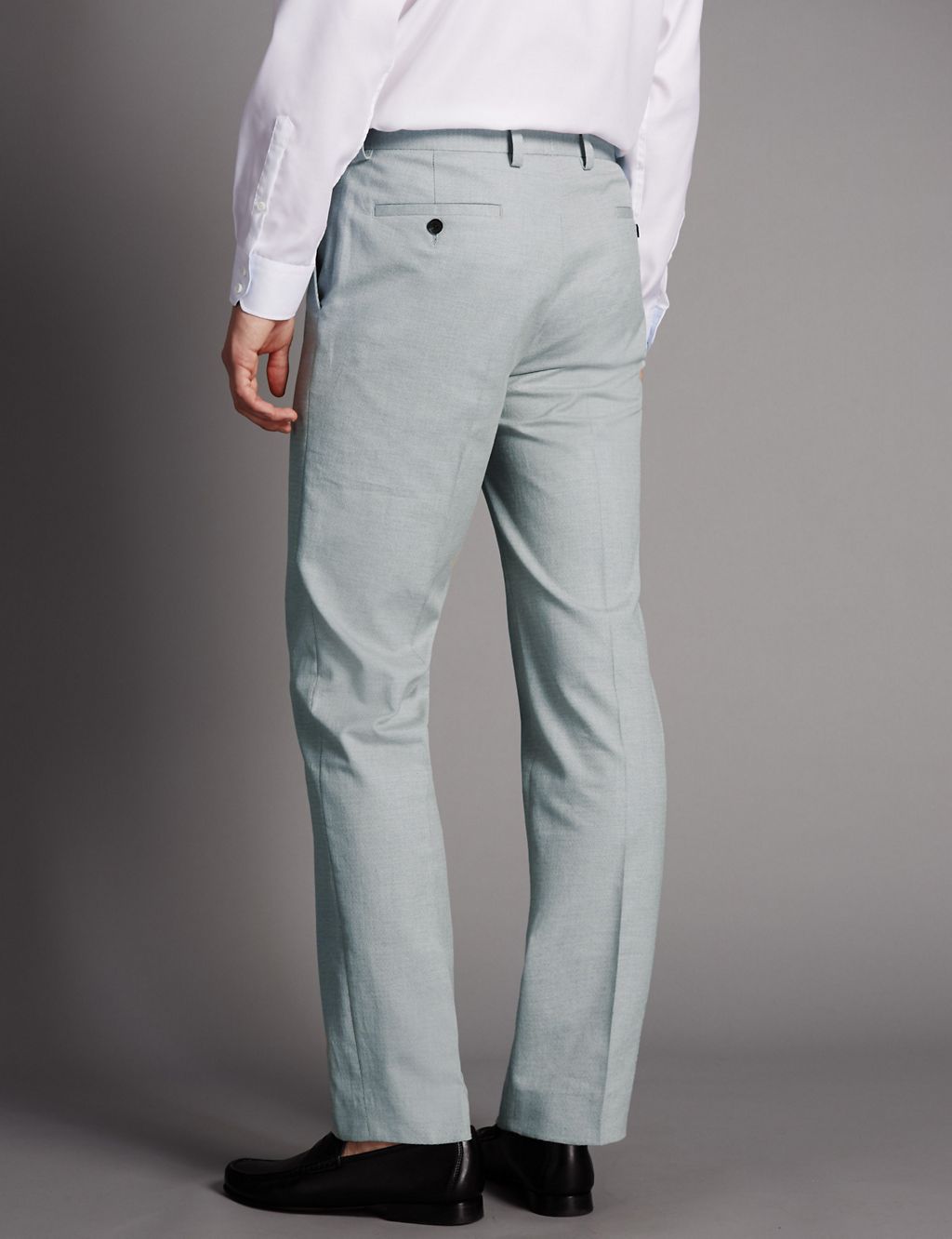 Pure Cotton Tailored Fit Flat Front Trousers 2 of 4